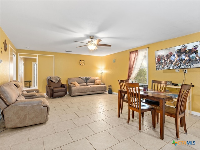 4386 Morningside Way, Canyon Lake, TX 78133 - dining room with a ceiling fan and light tile patterned flooring