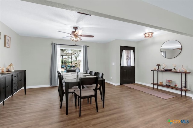 326 Riverview Rd, Mcqueeney, TX 78123 - dining space with light wood-type flooring and a ceiling fan