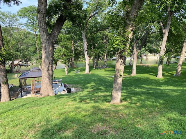 326 Riverview Rd, Mcqueeney, TX 78123 - view of grassy yard with a gazebo