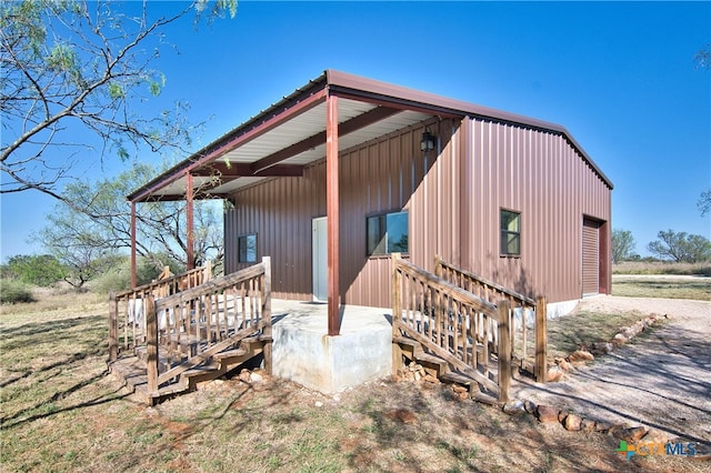 exterior space with a garage