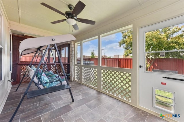 237 Scarlet Ln, Harker Heights, TX 76548 - unfurnished sunroom with ceiling fan