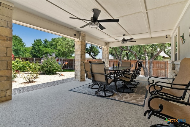 view of patio with ceiling fan