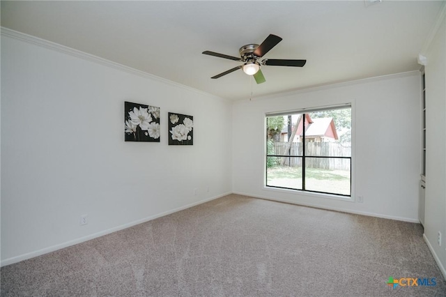 505 Bramble Bush Ln, Victoria, TX 77904 - carpeted empty room with ornamental molding and a ceiling fan