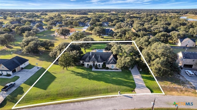 bird's eye view with a residential view