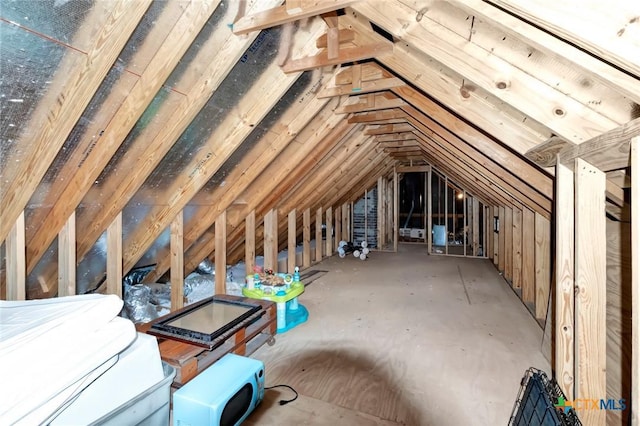 view of unfinished attic