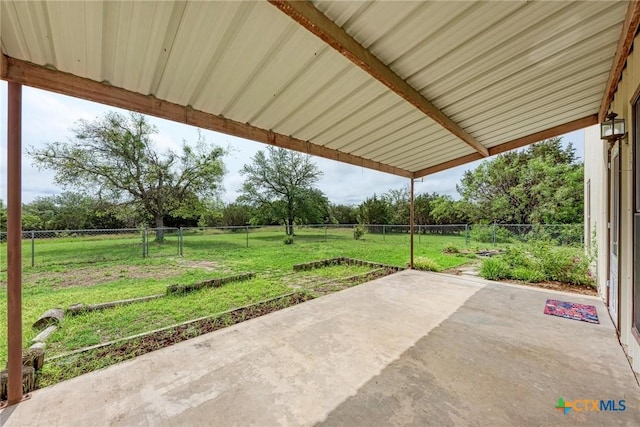 view of patio / terrace featuring a rural view