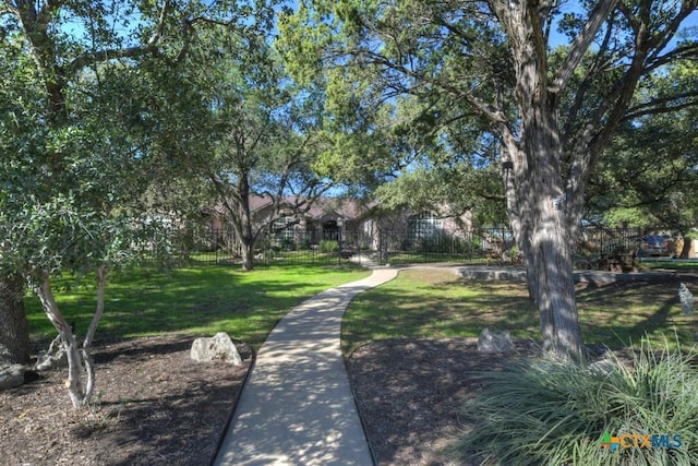 view of property's community featuring a lawn