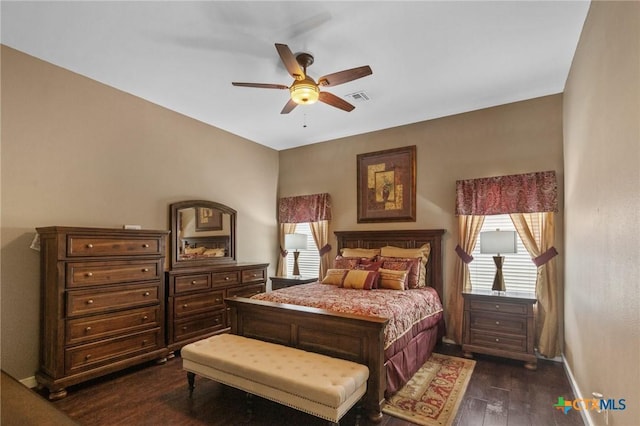 204 Crosswind Dr, Victoria, TX 77904 - bedroom with dark wood-type flooring and a ceiling fan