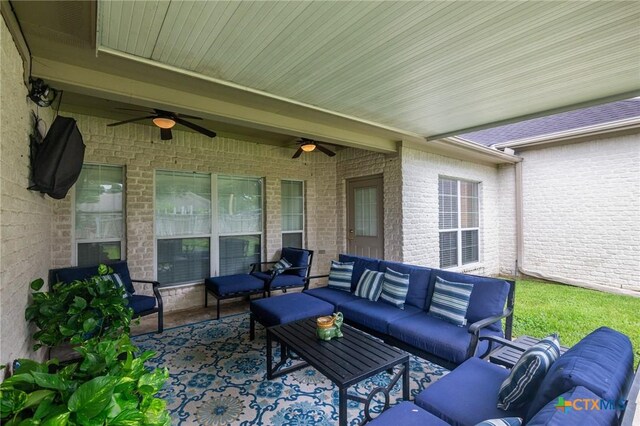 204 Crosswind Dr, Victoria, TX 77904 - view of patio with a ceiling fan and an outdoor living space