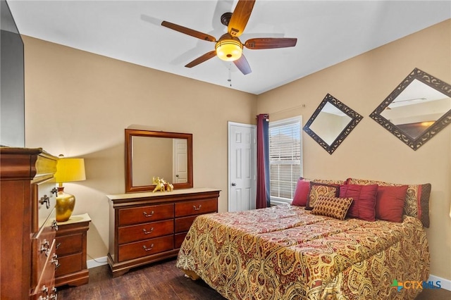204 Crosswind Dr, Victoria, TX 77904 - bedroom featuring dark wood-type flooring and ceiling fan