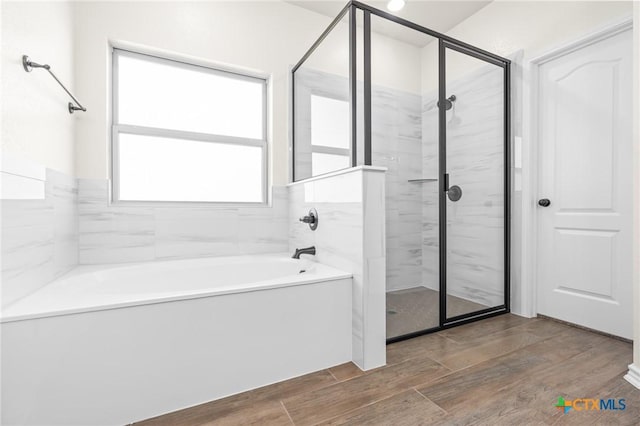 bathroom with plus walk in shower