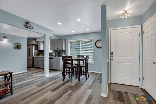 dining area featuring light hardwood / wood-style floors