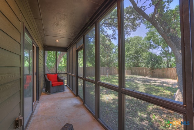 view of unfurnished sunroom