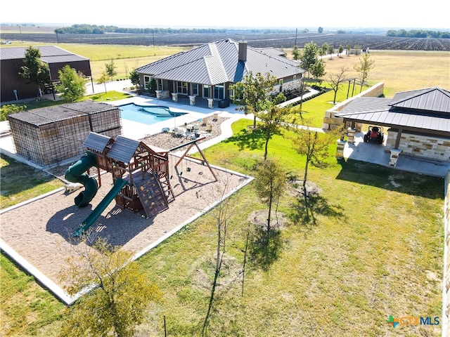 drone / aerial view featuring a rural view