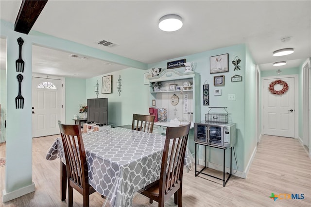 dining room with light hardwood / wood-style floors