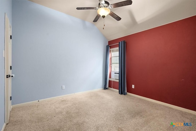 2303 Erica Kaitlin Ln, Cedar Park, TX 78613 - carpeted spare room with a ceiling fan, vaulted ceiling, baseboards, and cooling unit
