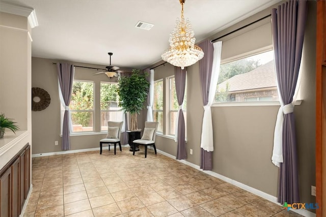 2303 Erica Kaitlin Ln, Cedar Park, TX 78613 - sitting room with plenty of natural light, a ceiling fan, baseboards, and a chandelier
