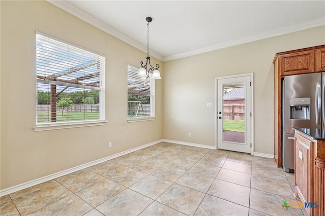 308 Cypress Springs Dr, Belton, TX 76513 - unfurnished dining area featuring ornamental molding and light tile patterned floors