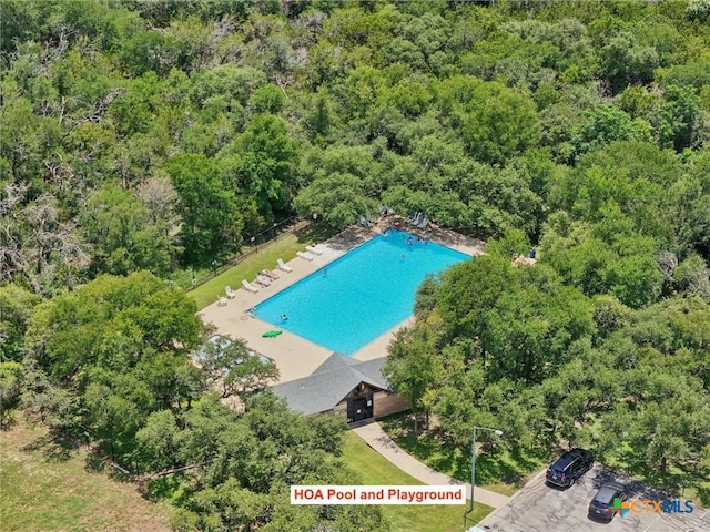 308 Cypress Springs Dr, Belton, TX 76513 - aerial view of a heavily wooded area and a pool area