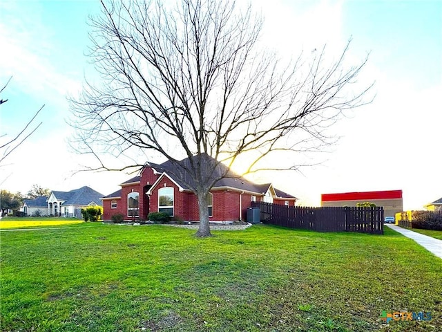 exterior space featuring fence and central air condition unit