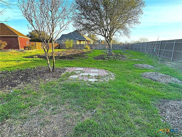 view of yard featuring a fenced backyard