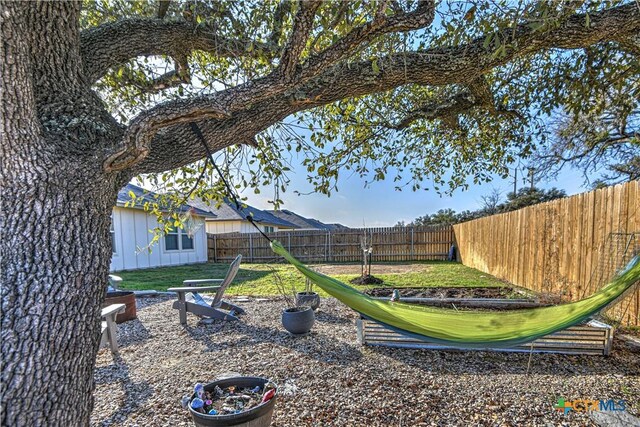 view of yard with a fenced backyard