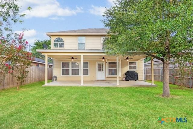 250 Val Verde Dr, New Braunfels, TX 78130 - back of house featuring ceiling fan, a patio, and a fenced backyard