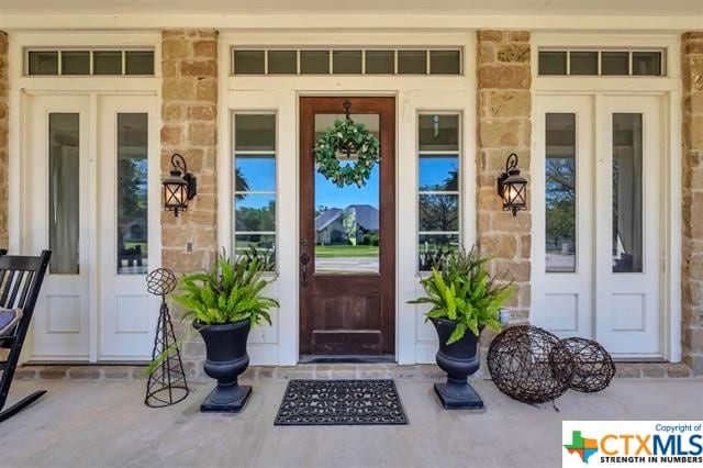 property entrance with french doors