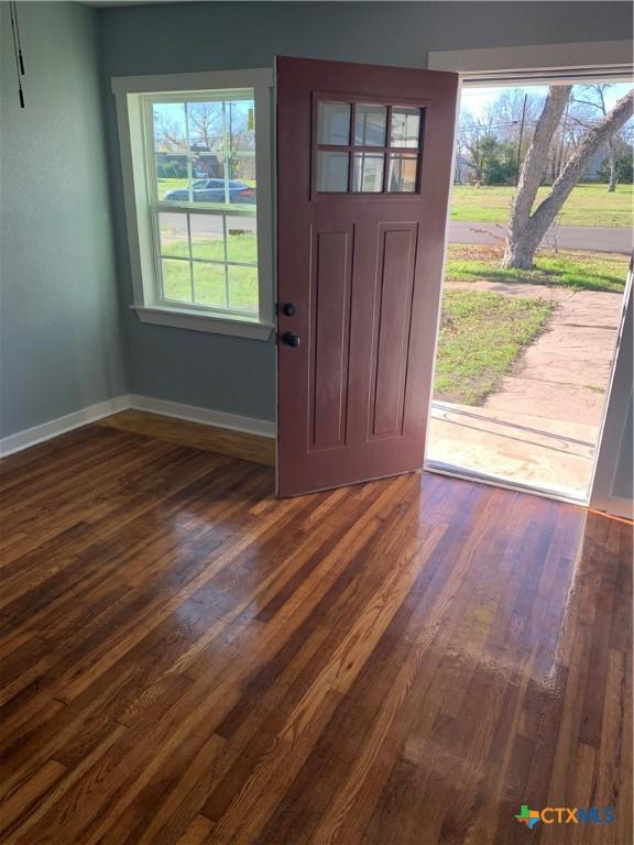 entryway featuring dark wood-type flooring