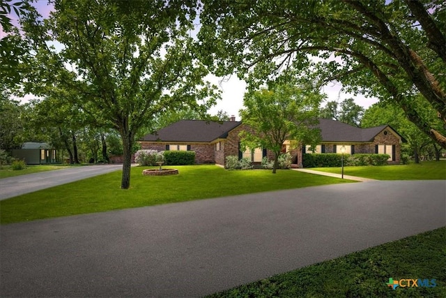 13650 Blackberry Rd, Salado, TX 76571 - single story home featuring a front lawn, concrete driveway, and brick siding