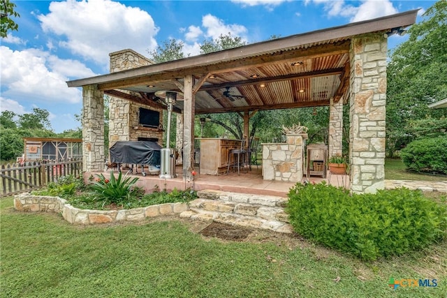 10767 Rosemar Ln, Adkins, TX 78101 - view of patio featuring a gazebo and a grill