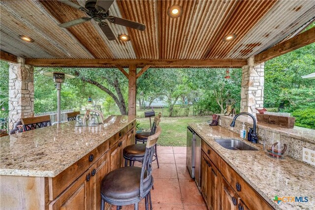 10767 Rosemar Ln, Adkins, TX 78101 - view of patio / terrace with area for grilling and ceiling fan