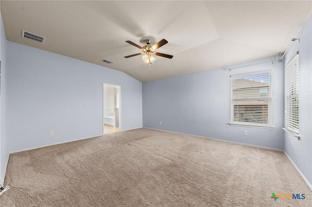 3303 Lorne Dr, Killeen, TX 76542 - carpeted spare room featuring a ceiling fan, lofted ceiling, and baseboards