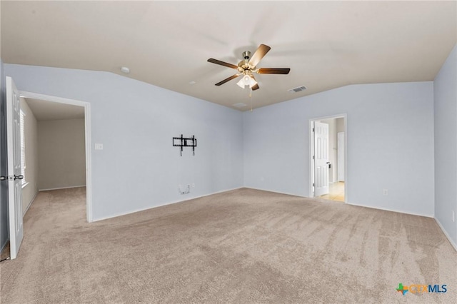 3303 Lorne Dr, Killeen, TX 76542 - spare room with vaulted ceiling, ceiling fan, and light colored carpet