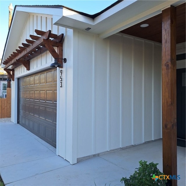 view of garage