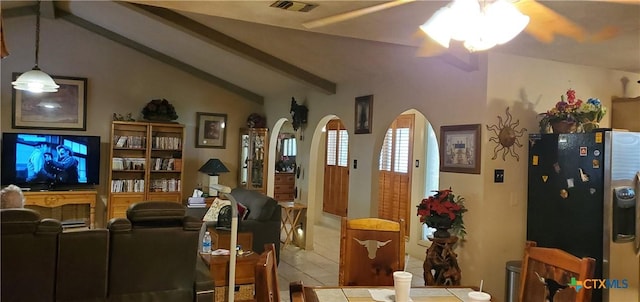 130 Twin Oak Rd, Seguin, TX 78155 - living room with a ceiling fan and tile patterned floors