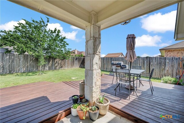 709 Rowdy Dr, Killeen, TX 76542 - wooden terrace with outdoor dining space and area for grilling