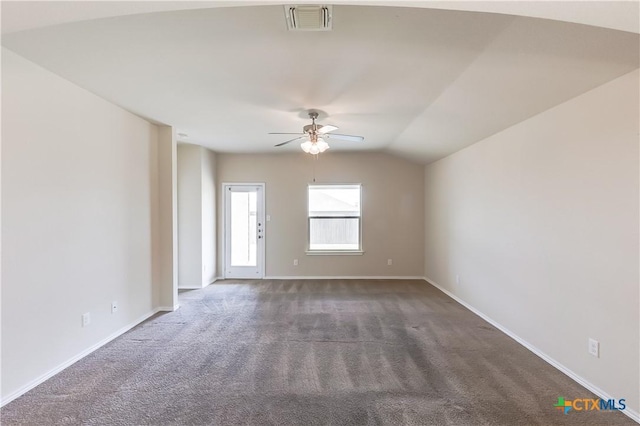 5402 Waterbank Ln, Killeen, TX 76543 - spare room with carpet, ceiling fan, lofted ceiling, and baseboards