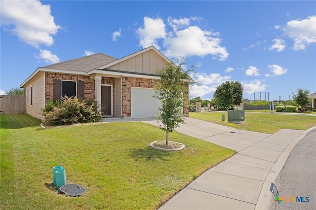 5806 Gulf Mdw, Converse, TX 78109 - view of front of home with driveway, brick siding, an attached garage, and board and batten siding