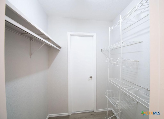 spacious closet with wood finished floors