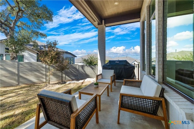 385 Althea, New Braunfels, TX 78132 - fenced backyard with an outdoor living space, area for grilling, and a patio area