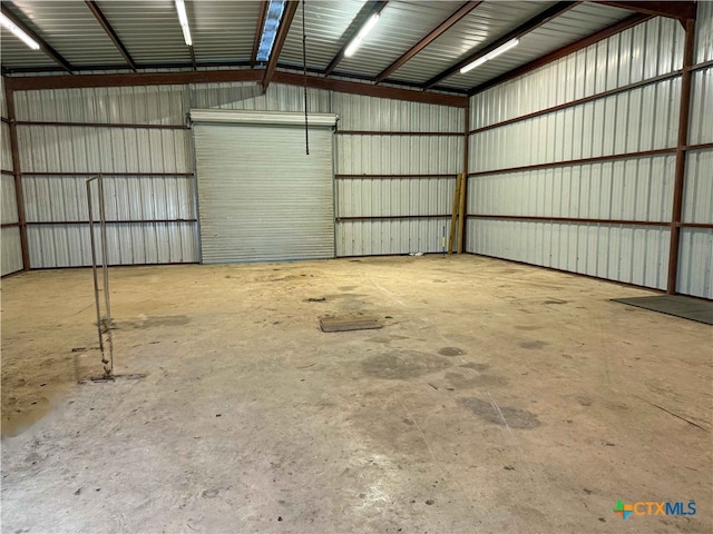 garage with metal wall