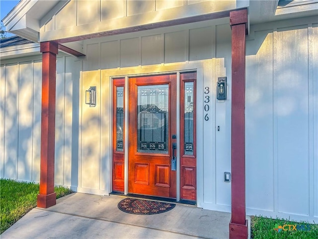 3306 Cypress, Victoria, TX 77901 - doorway to property with board and batten siding