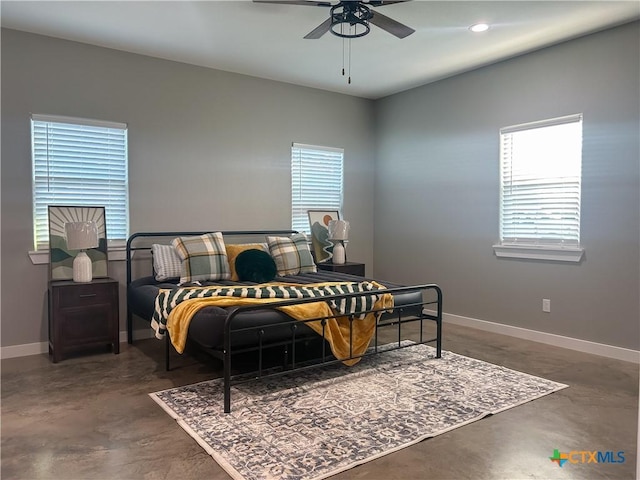 3306 Cypress, Victoria, TX 77901 - bedroom with concrete flooring, recessed lighting, and ceiling fan