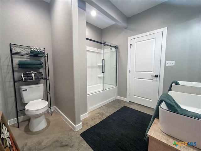 3306 Cypress, Victoria, TX 77901 - bathroom with combined bath / shower with glass door, vanity, and concrete floors