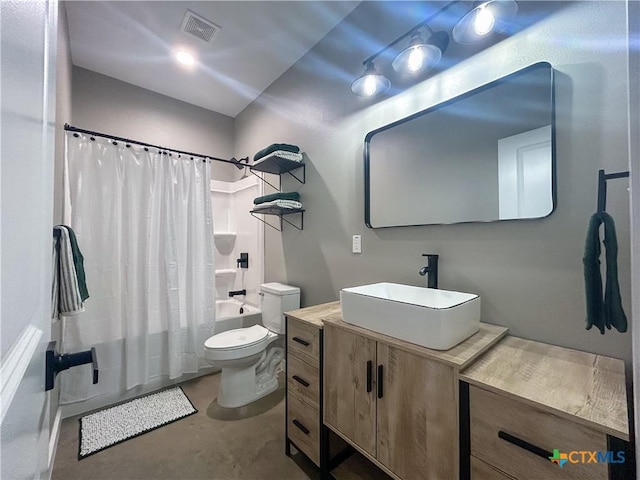 3306 Cypress, Victoria, TX 77901 - full bathroom with vanity, shower / tub combo with curtain, and concrete flooring