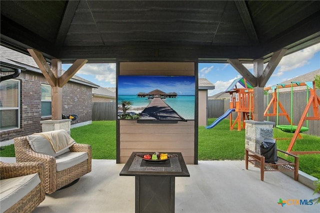 5106 La Piedra Ln, Killeen, TX 76549 - fenced backyard featuring a gazebo, a playground, and a patio