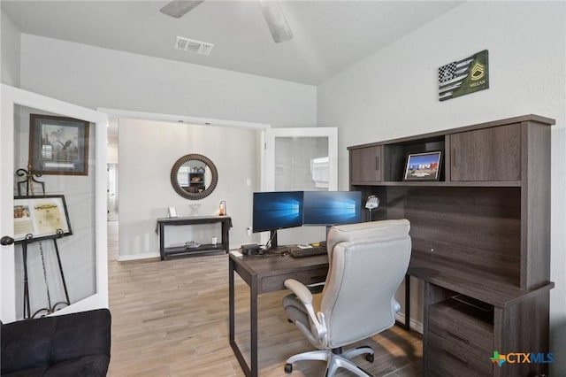 5106 La Piedra Ln, Killeen, TX 76549 - office area with wood finished floors and a ceiling fan