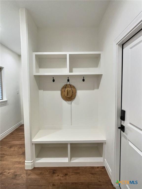 mudroom featuring dark hardwood / wood-style flooring