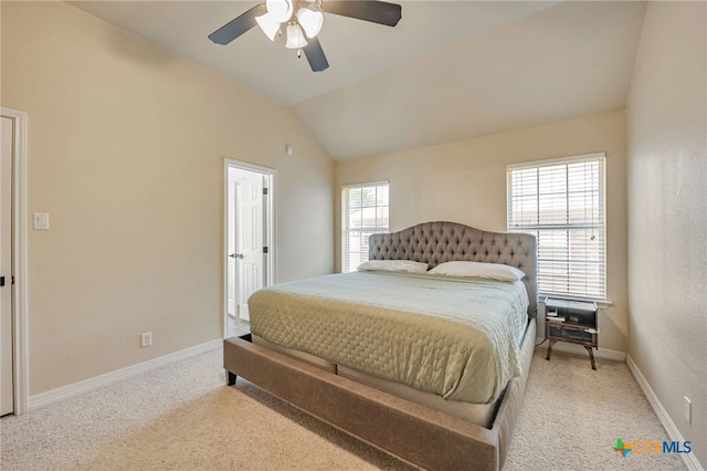 1921 Merlin Dr, Harker Heights, TX 76548 - bedroom featuring vaulted ceiling, carpet flooring, baseboards, and ceiling fan